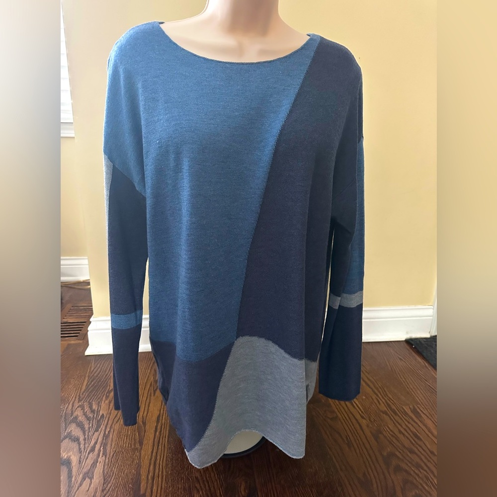 INC International size large Blue and Gray Boxy Sweater